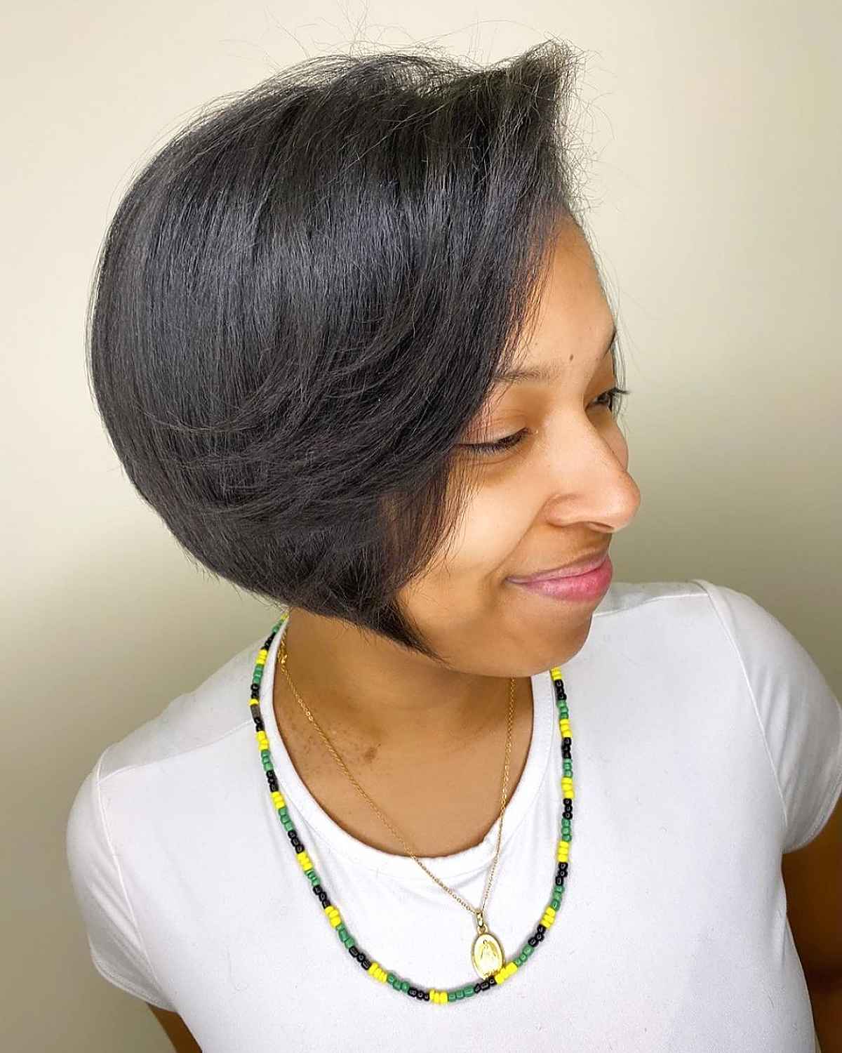 Feathered Stacked Bob for Natural Black Hair