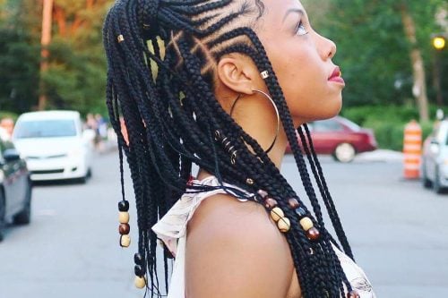 Feed-in braids with beads