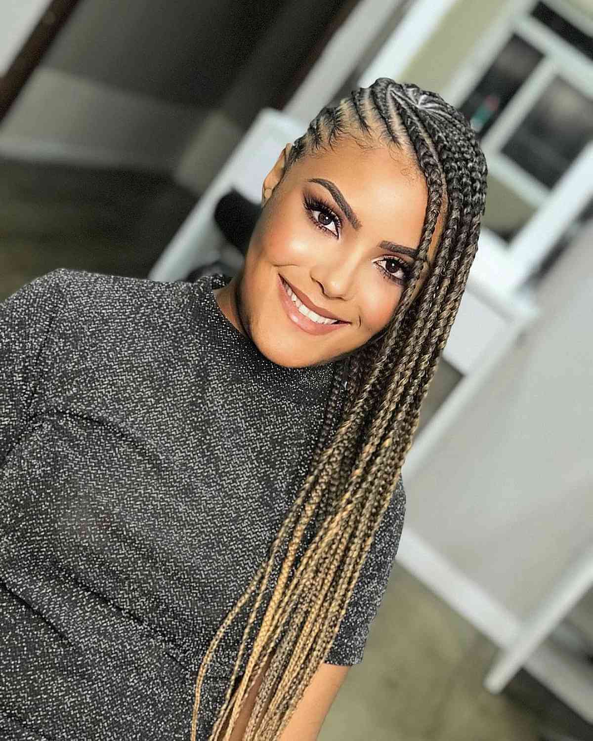 Feed In Braids with Blonde Tips