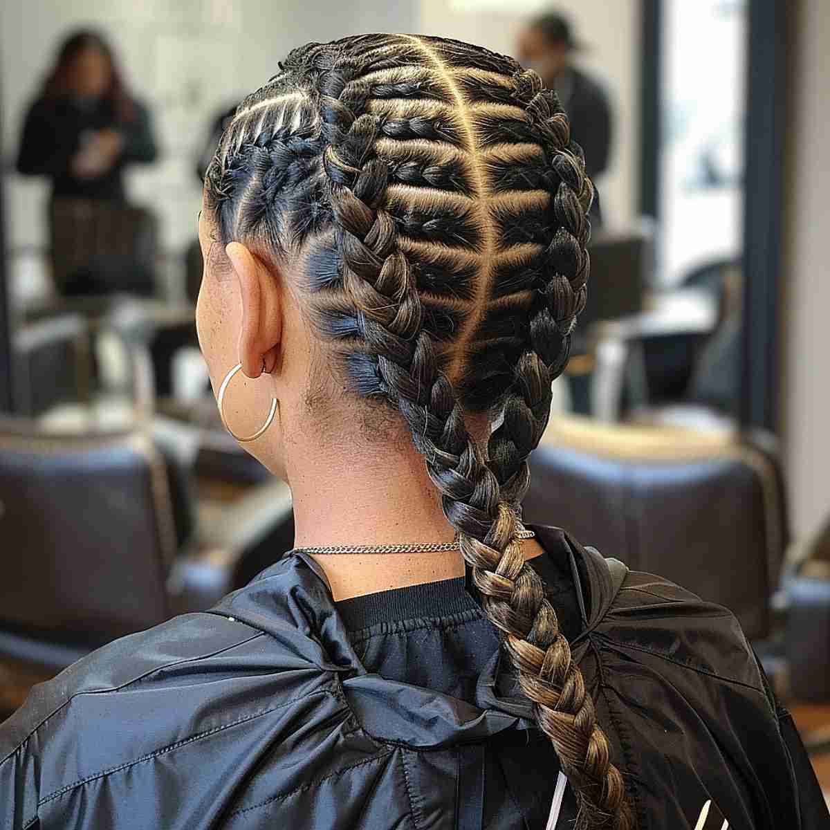 Simple Pulled Back Fishbone Braids - Babes In Hairland