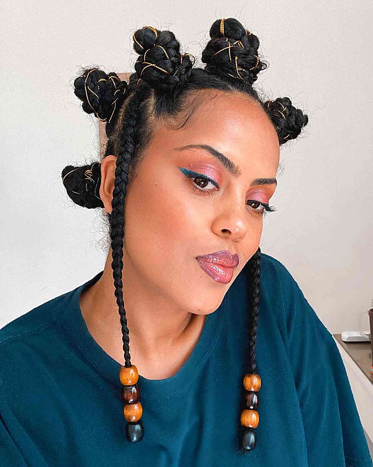 Festival Bantu Knots with Braids and Beads