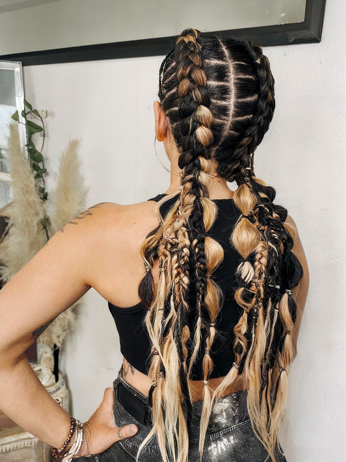 Black and blonde rave braids inspiration hairstyle