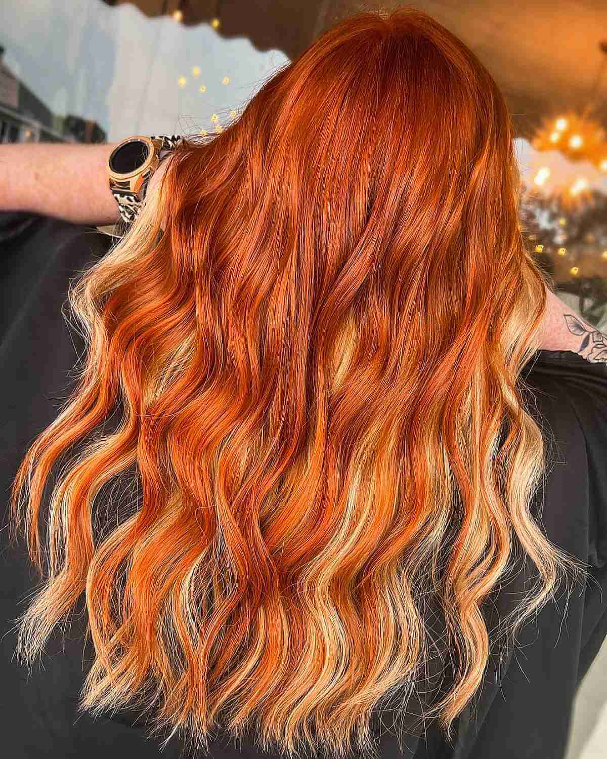 Fiery Blonde and Red Long Hair