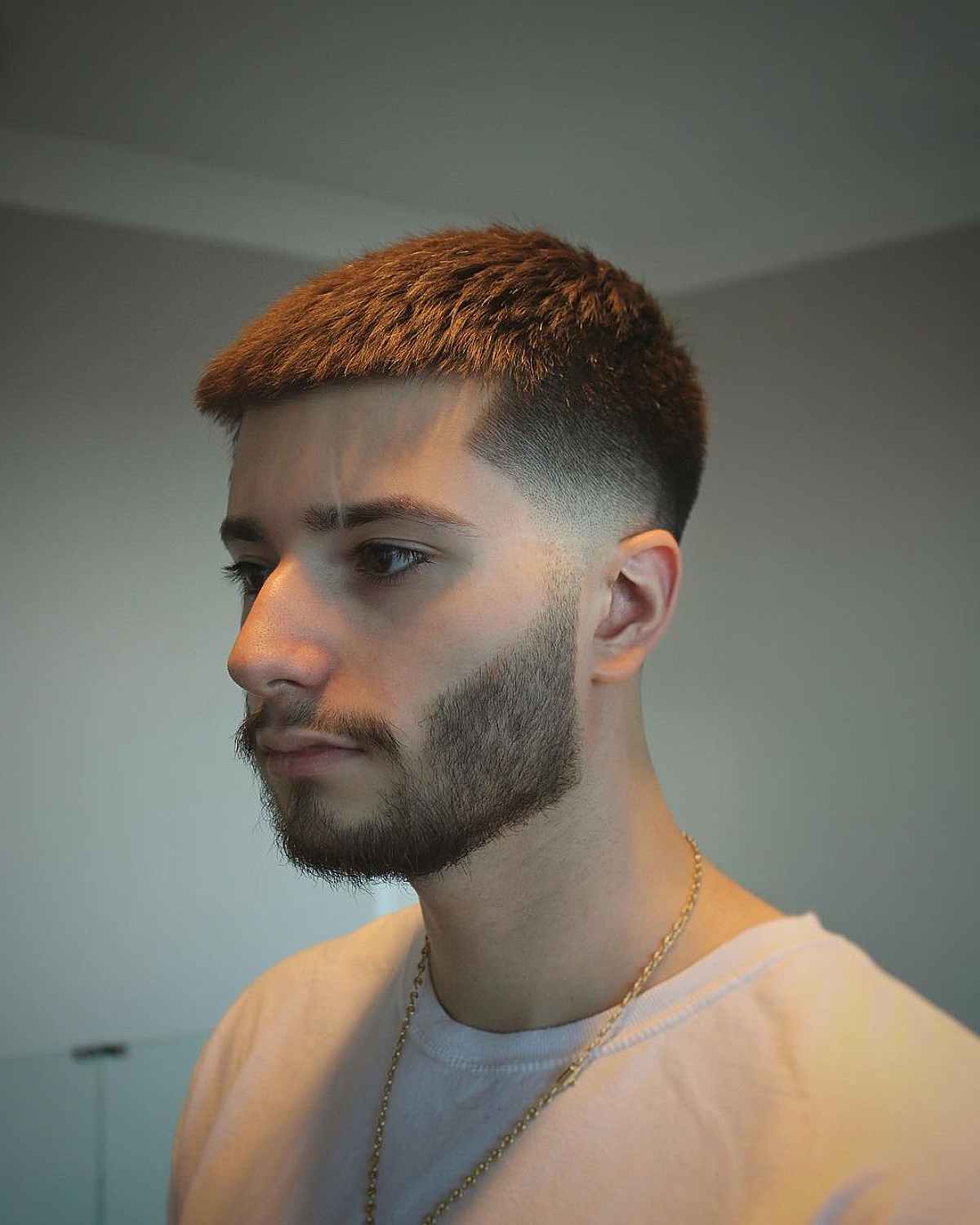 Fine Hair Texture with a Temple Taper Fade