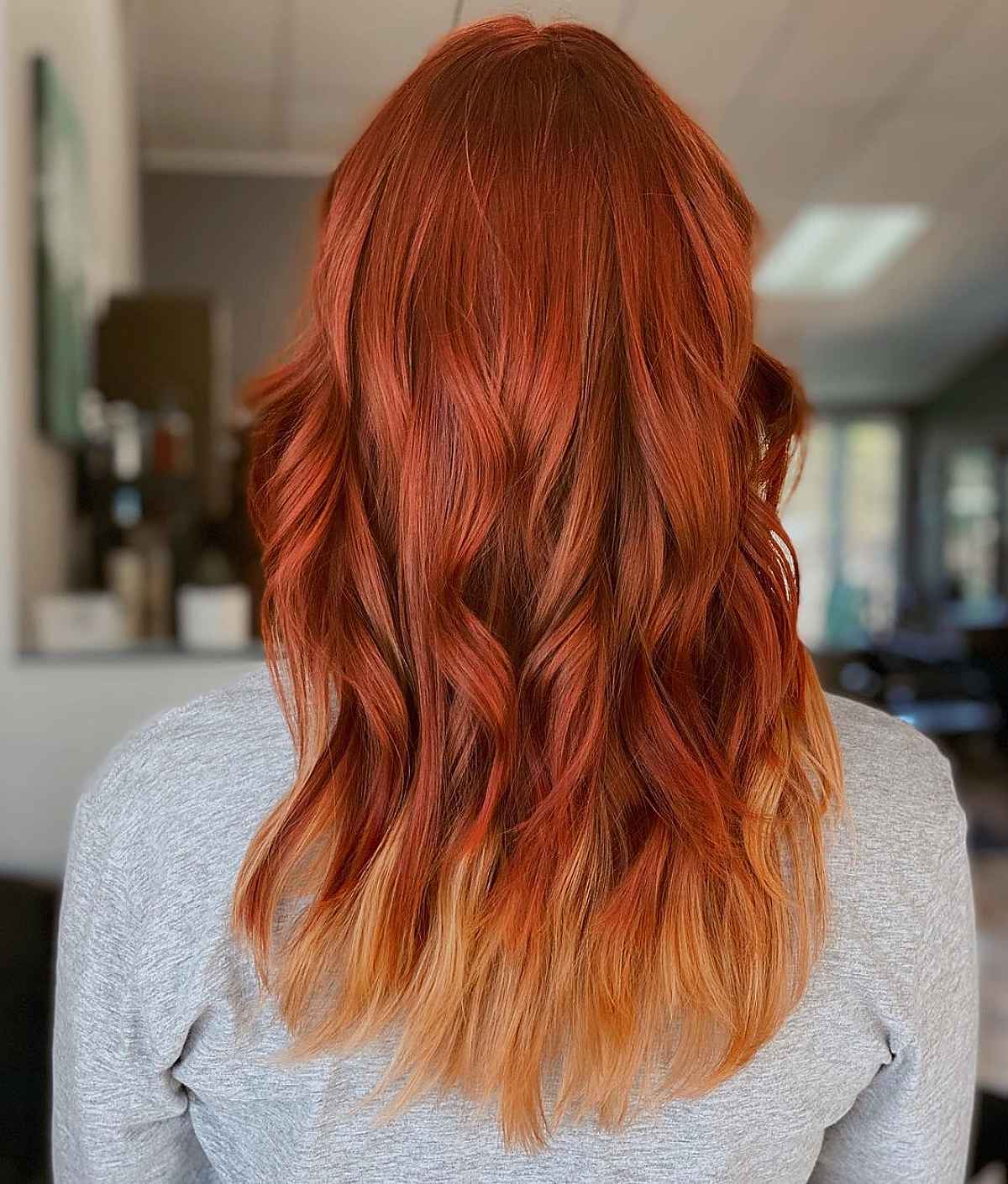 fire red ombre hair