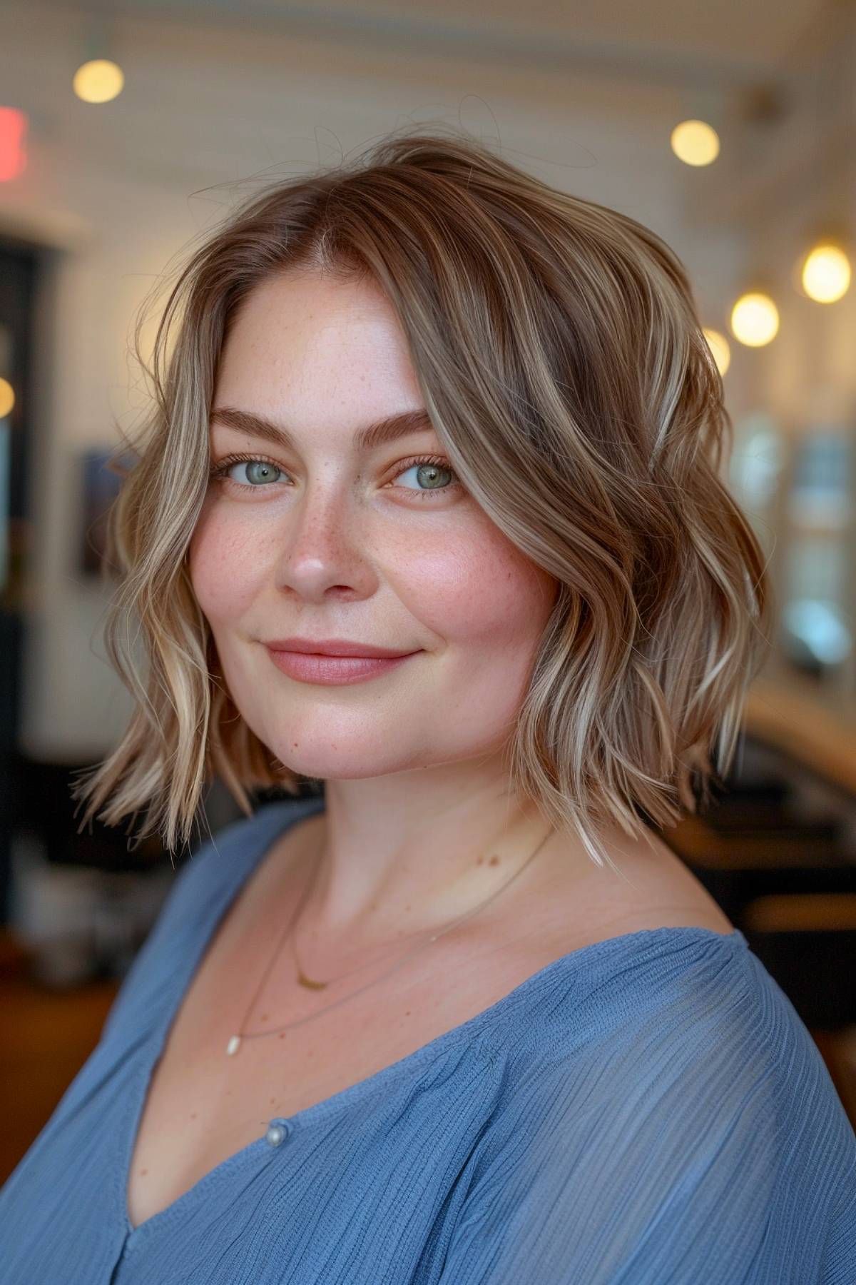 Layered bob haircut for plus-size women