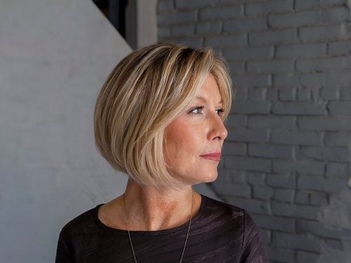 Flattering angled bob hairstyles for women over 50