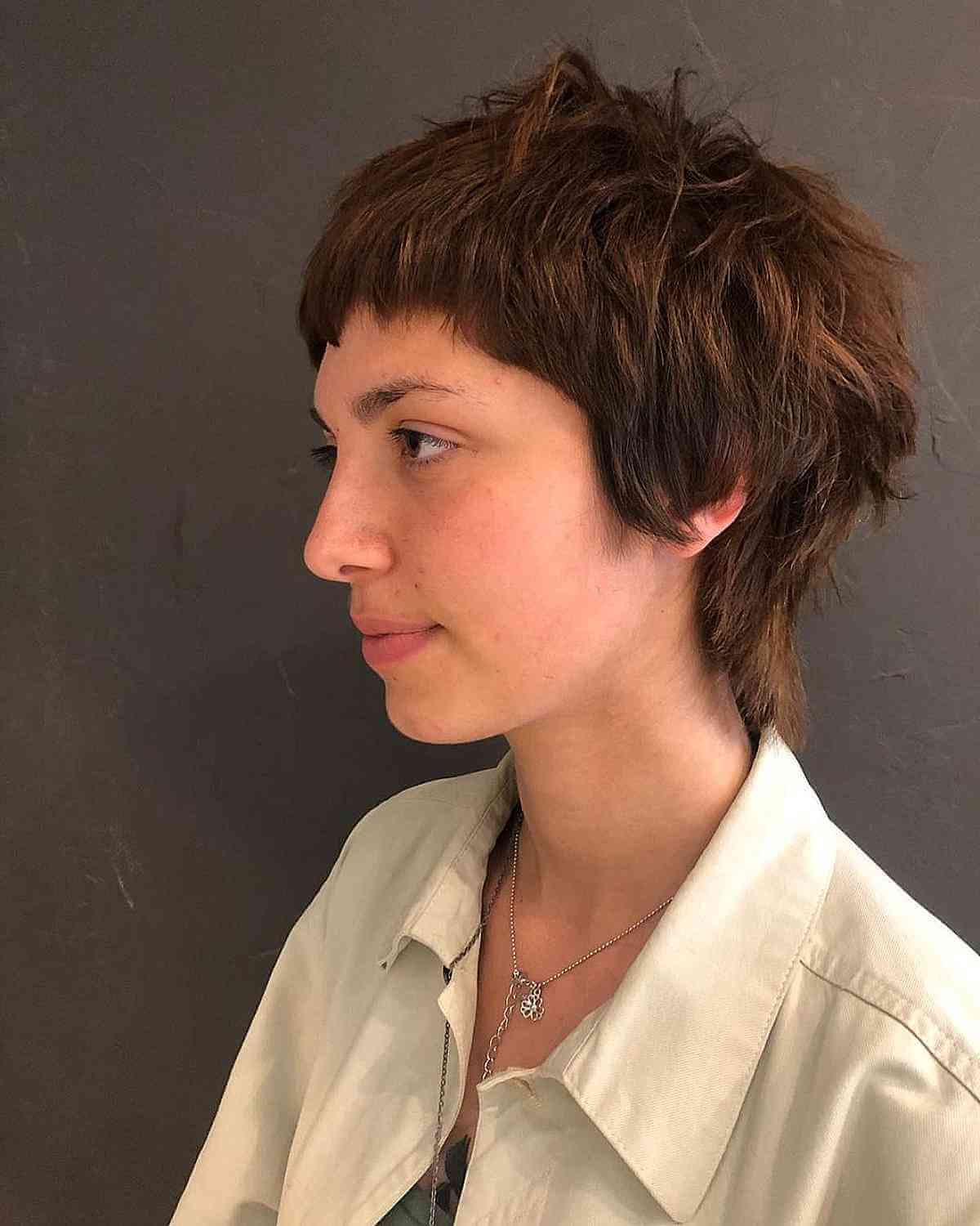 Fluffy 70s Short Shag with Micro Bangs