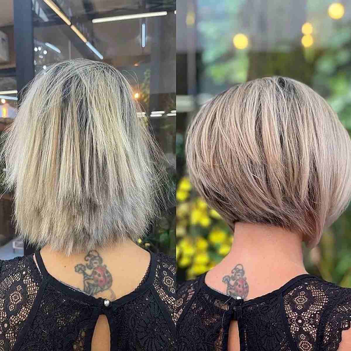 Fluffy Short Rounded Bob with Layers