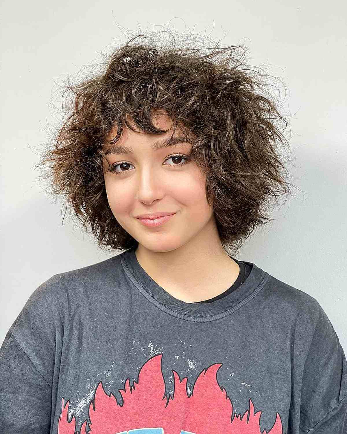 Fluffy Short Messy Layered Cut for Round Faces