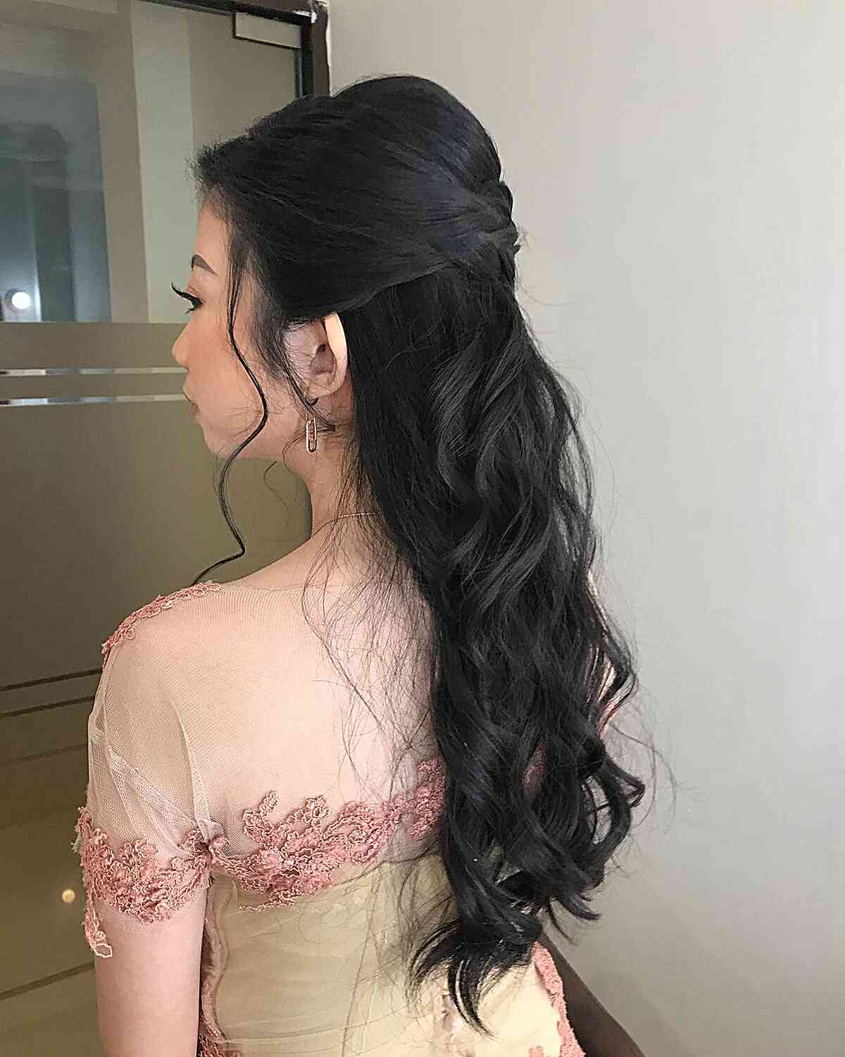 Formal Half-Up with Long Tousled Waves for Graduating Ladies