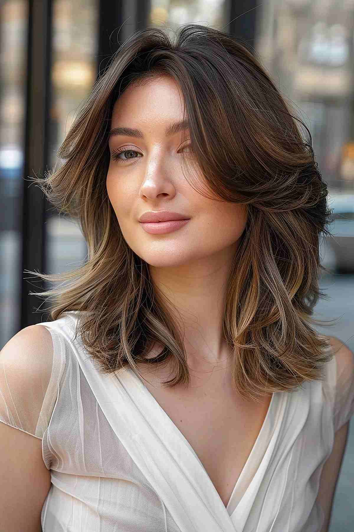 Fox cut with balayage highlights and cascading layers for added dimension