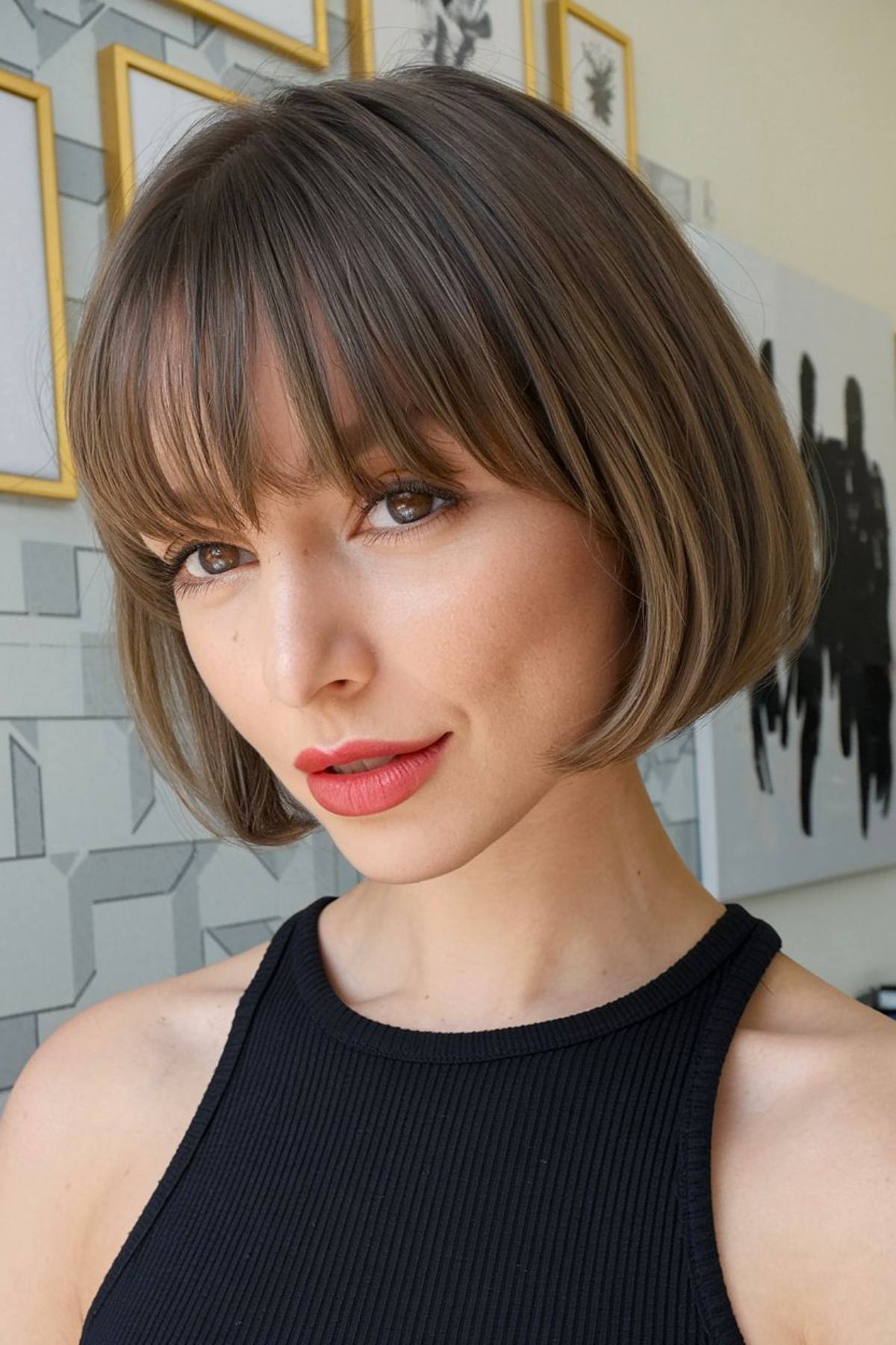 French bob haircut with long bangs