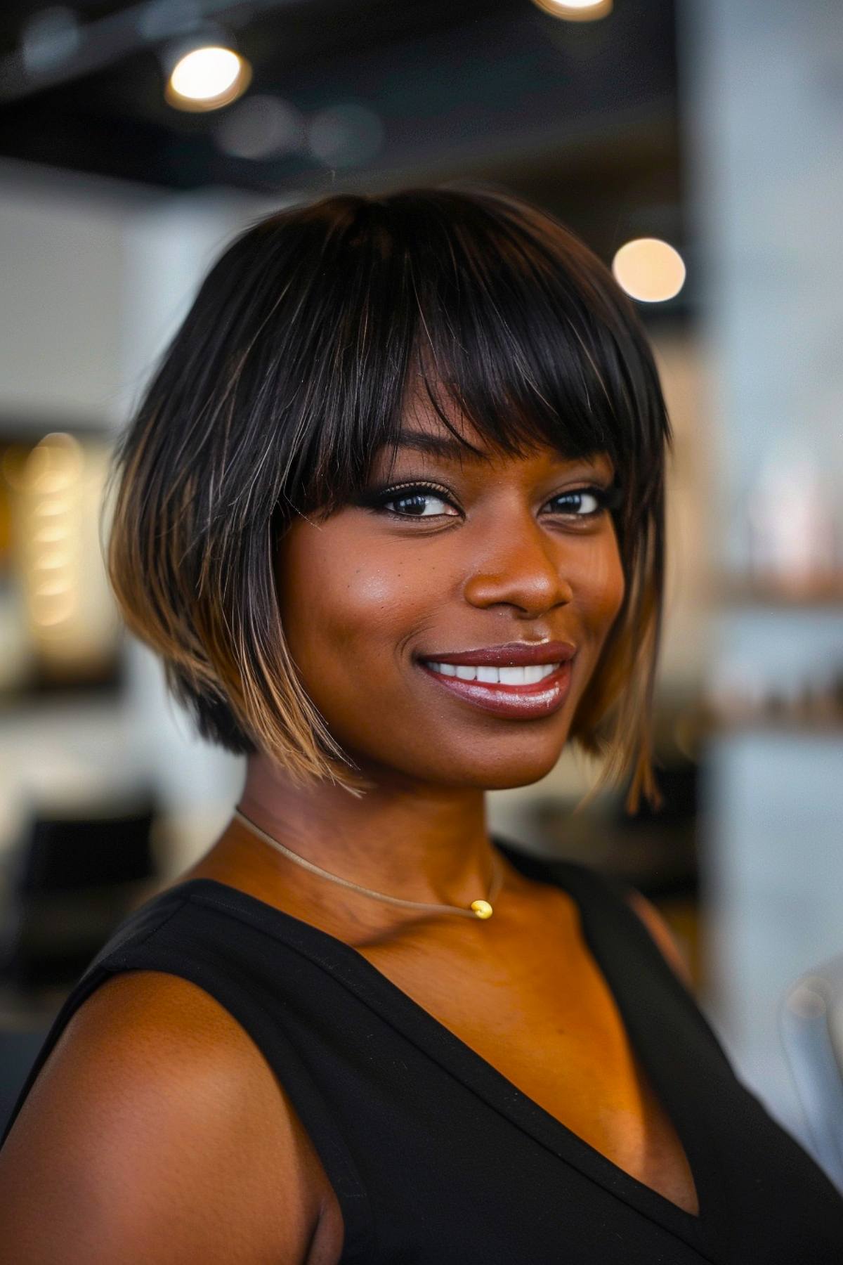 French bob haircut on Black women