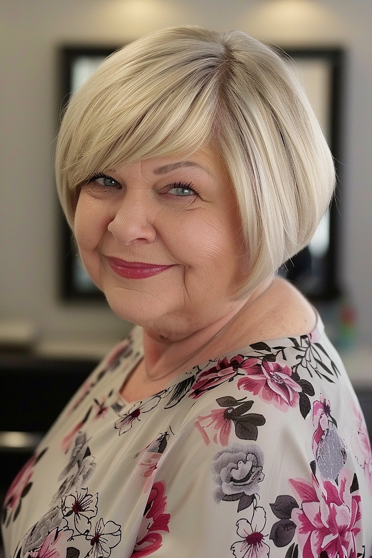 French Bob with Angled Bangs for Women Over 70