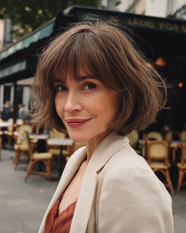 20+ Stylish Short Bobs with Bangs Women Over 40 Are Loving in 2025