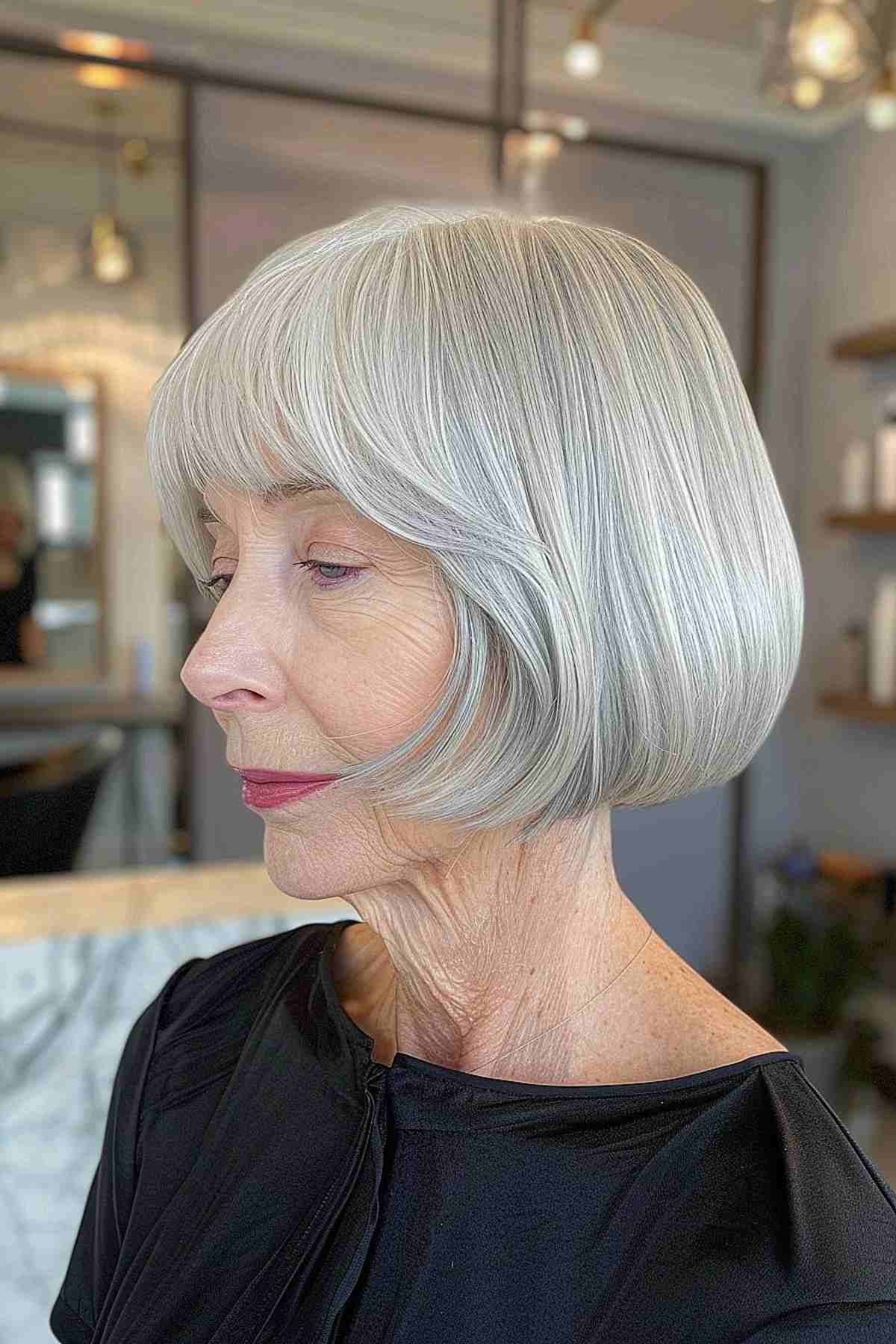 French Bob with Bangs for women in their 70s
