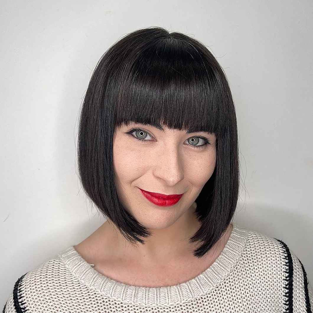 Classic french bob with bangs hairstyle