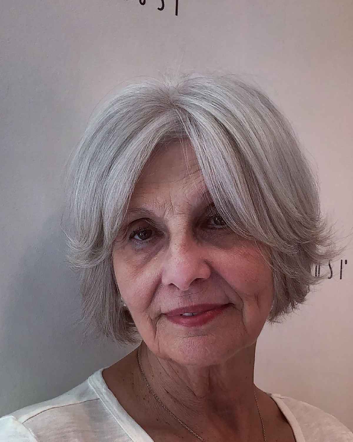 French Bob with Curtain Bangs for Women Over 60