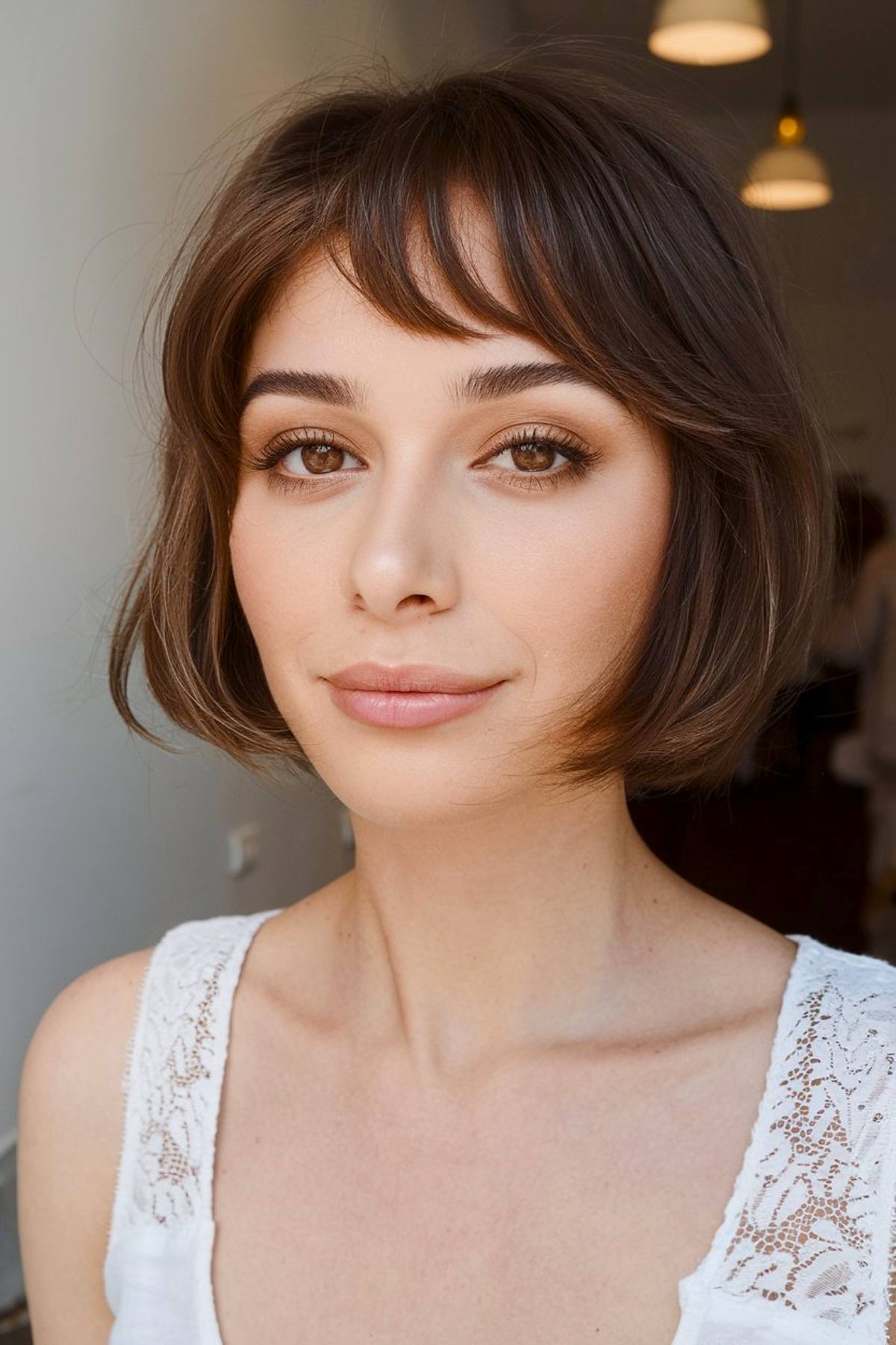 French bob haircut with side bangs