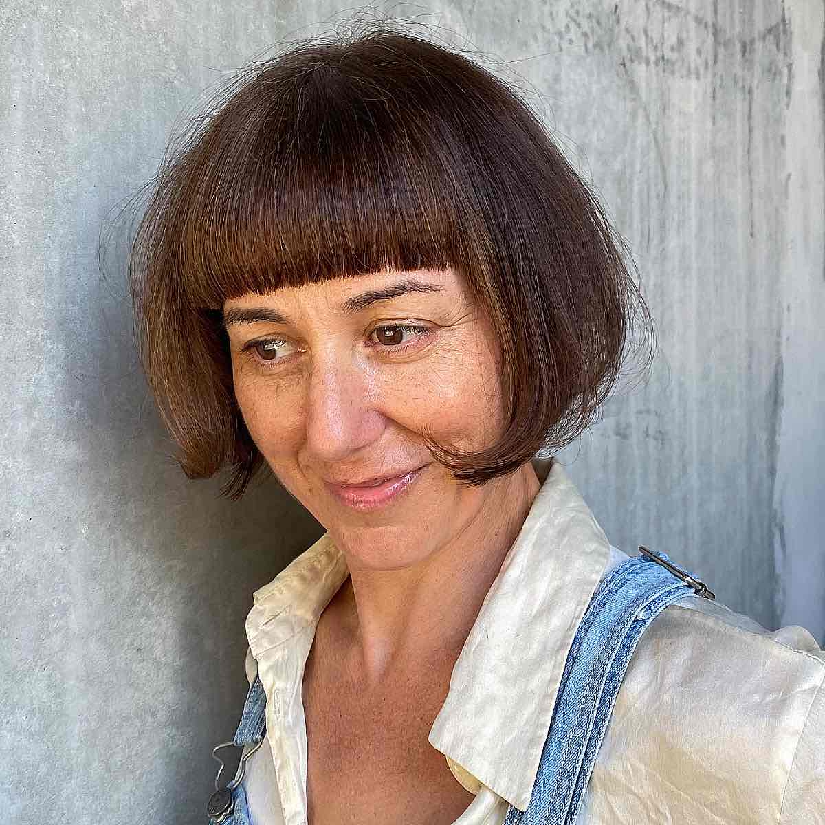 French bob with straight bangs for women over 50