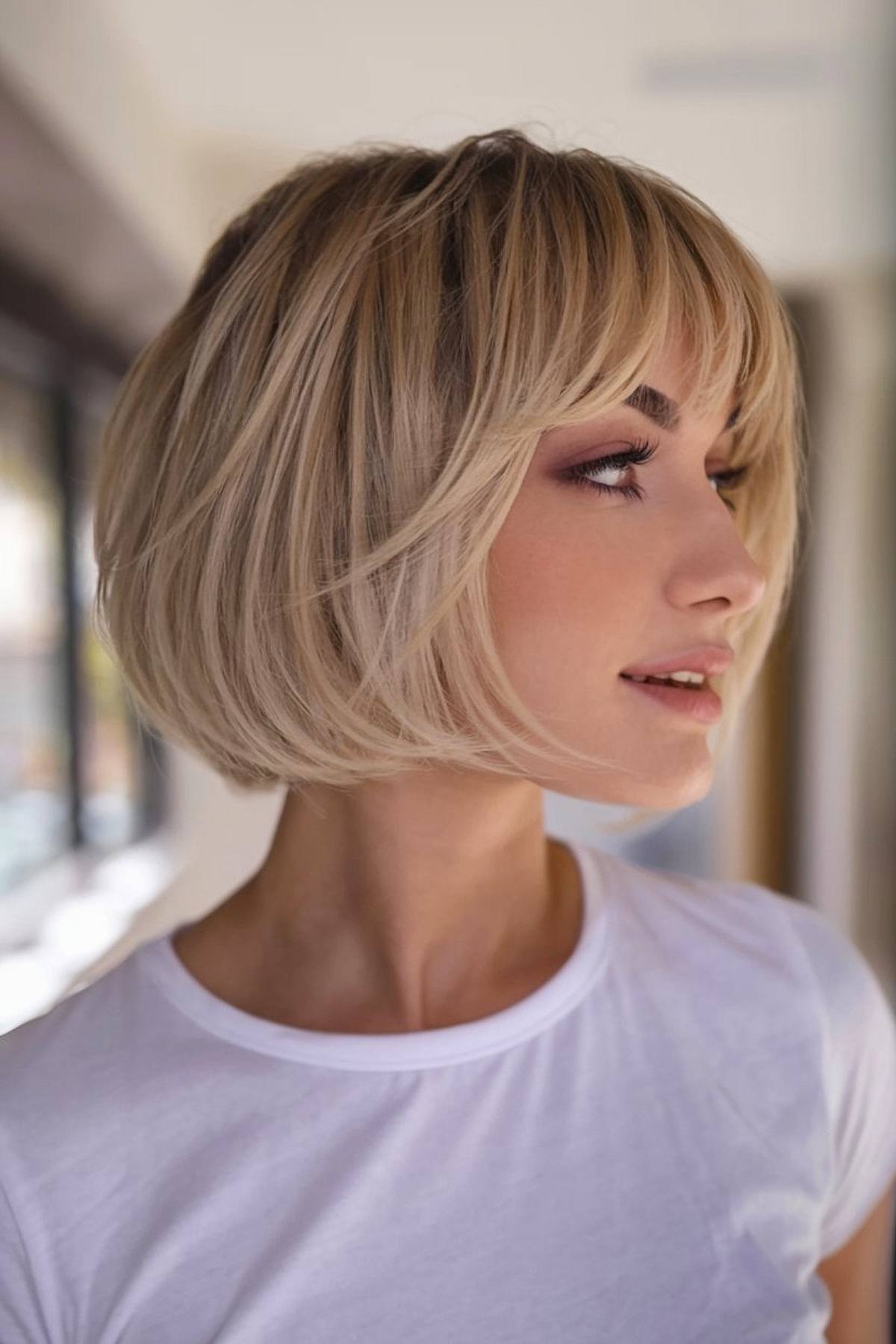 French bob haircut with soft fringe