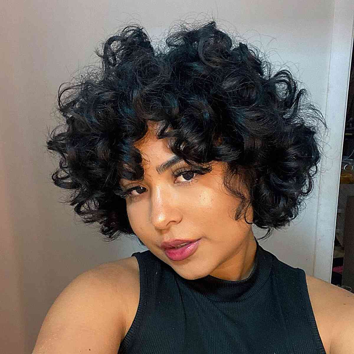French Roast Black Curly Hair
