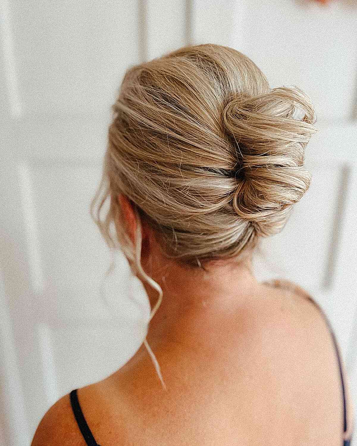 Blonde French Roll Updo for Mother of the Groom