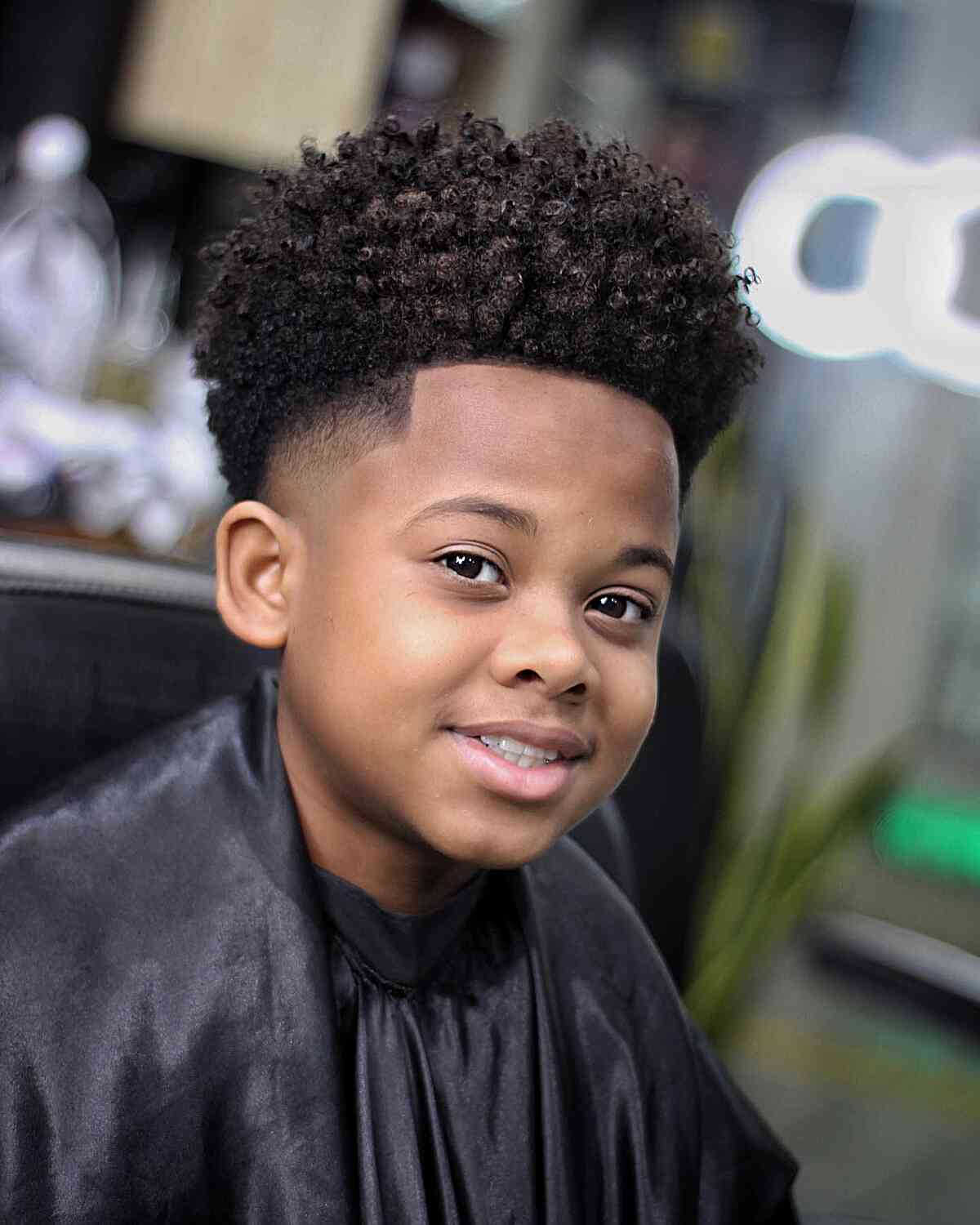 Fresh Afro with a Line-Up Fade for Little Black Boys