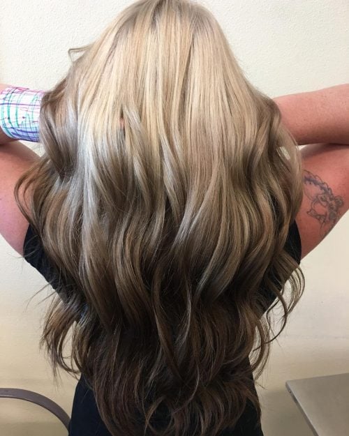 Fresh Blonde to Brown Ombre with Waves