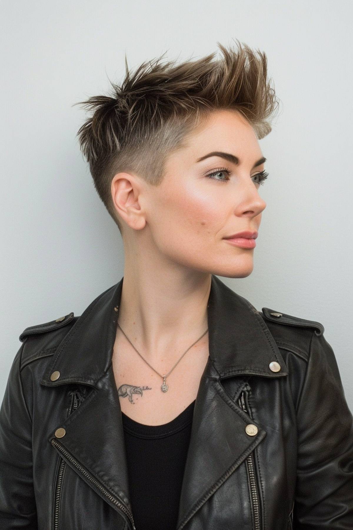 Undercut pixie with frosted highlights for fine hair