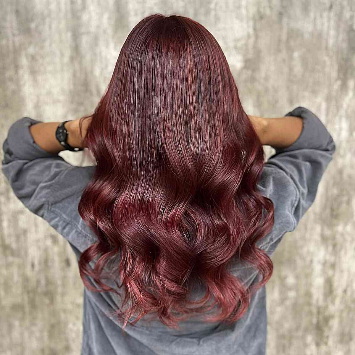 Full Glossy Maroon-Brown Color for Long Hair