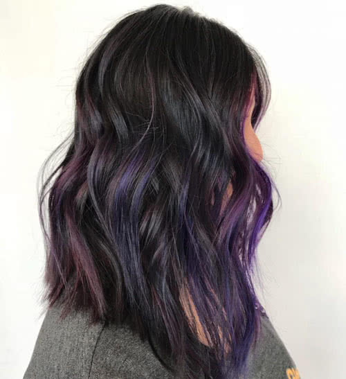 Stunning Dark Purple hair color