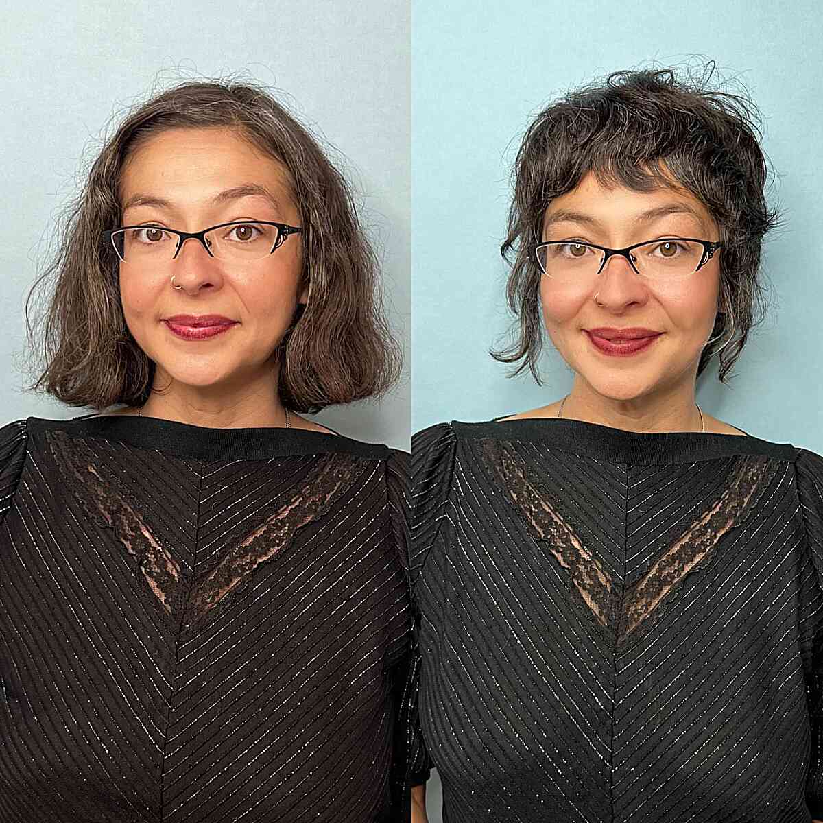 Fun and Short Low-Maintenance Cut for ladies with glasses