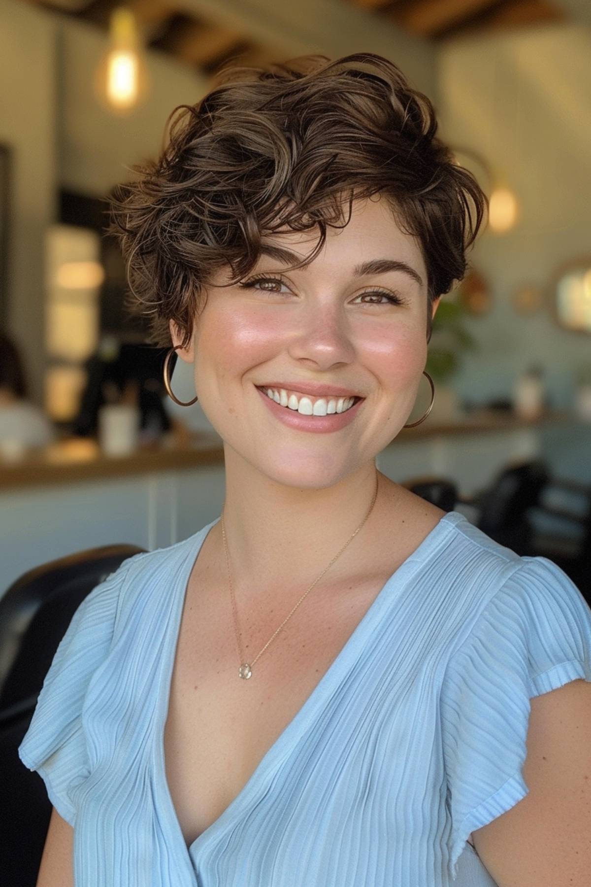 funky brunette pixie with tousled waves