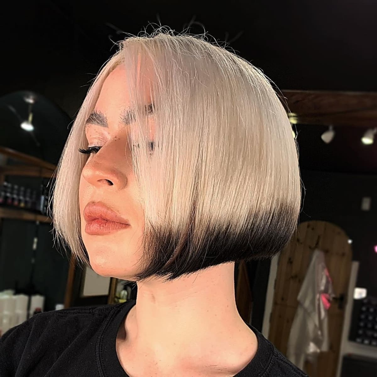 The Funky Inverted Bob With Black Dip Dye