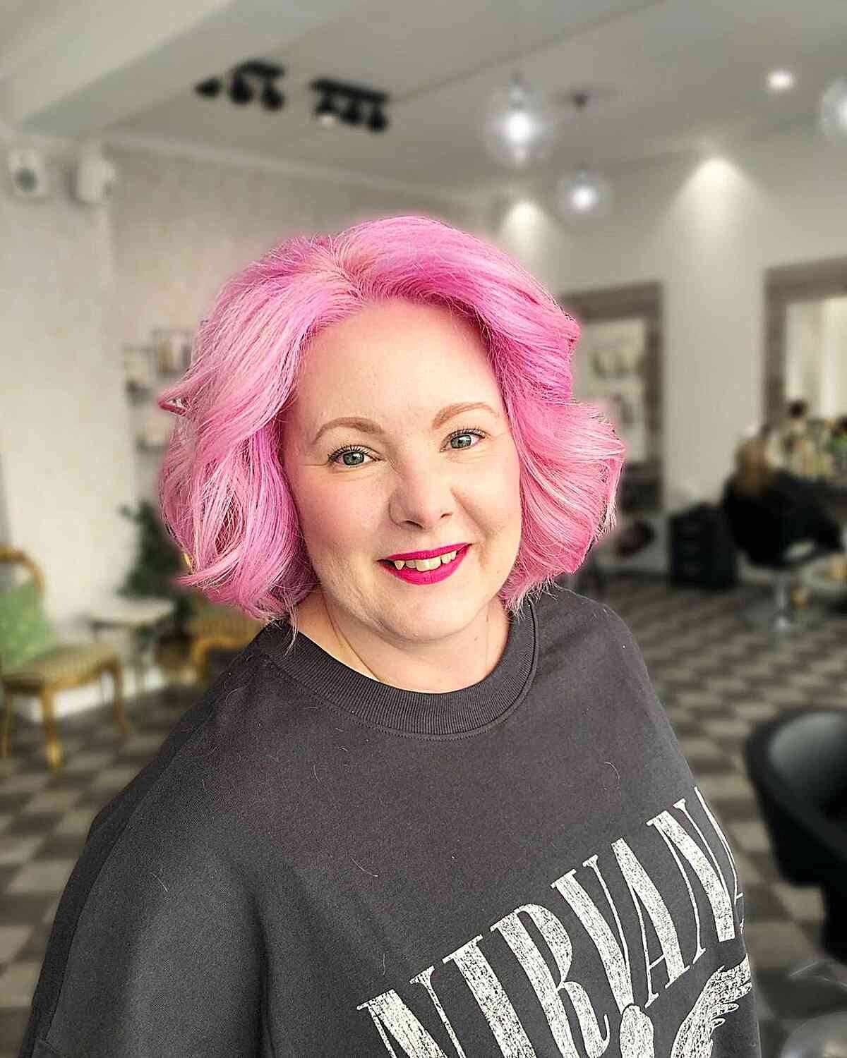 Funky Pink Bob Cut for ladies with an edgy style and short hair
