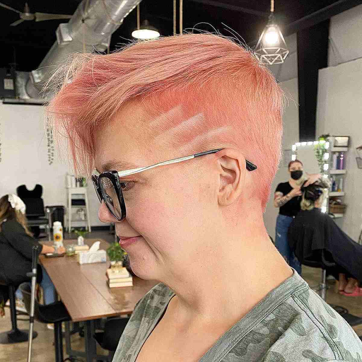 Funky Rose Gold Pixie Pixie cut and color