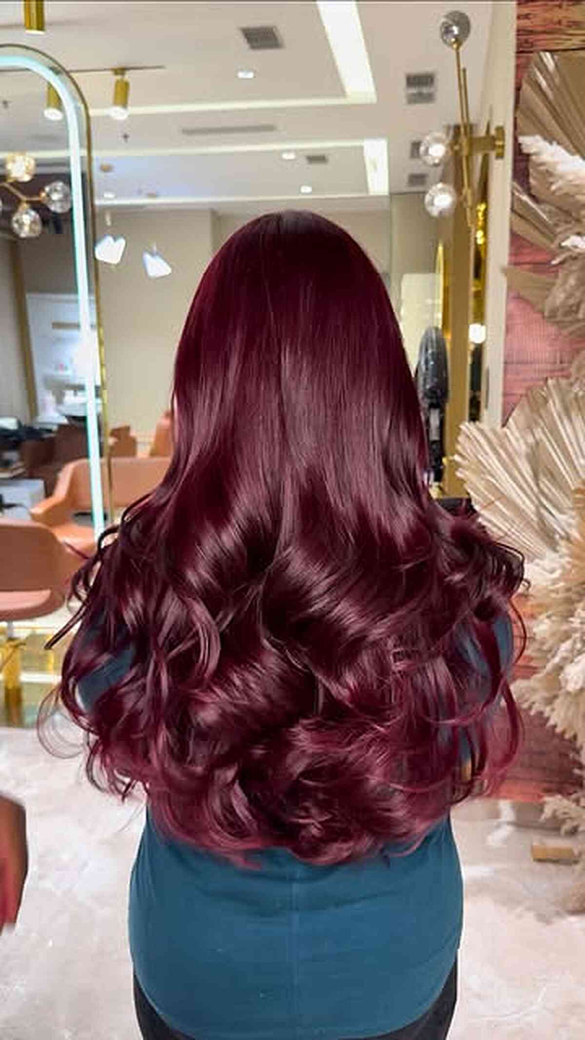 Luxurious Wine Red Long Waves