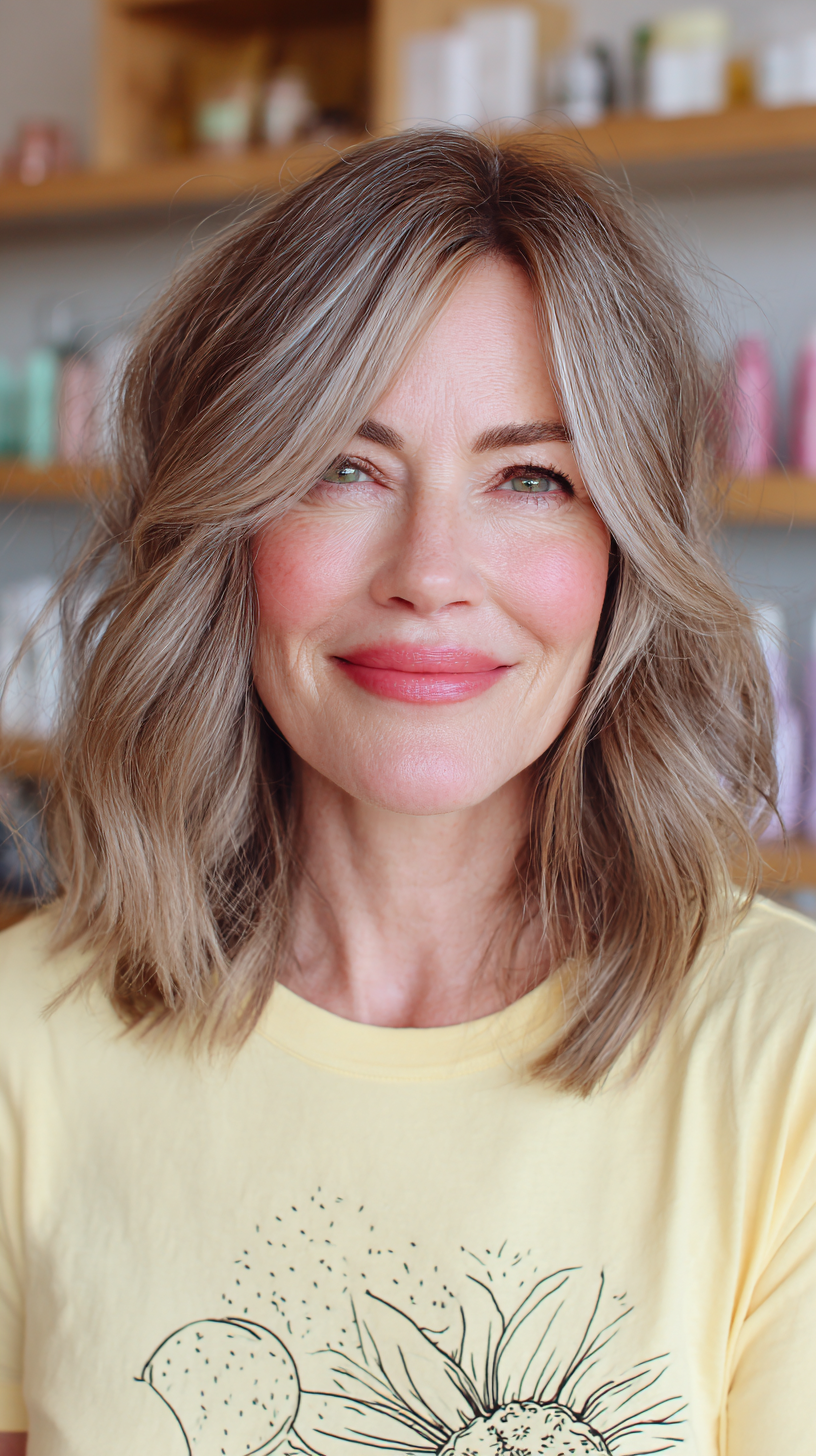 Chic Layered Long Bob with Soft Waves