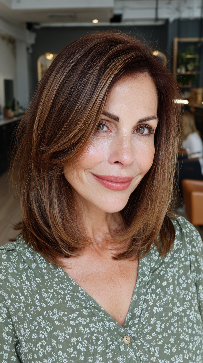 Chic Layered Long Bob with Subtle Highlights