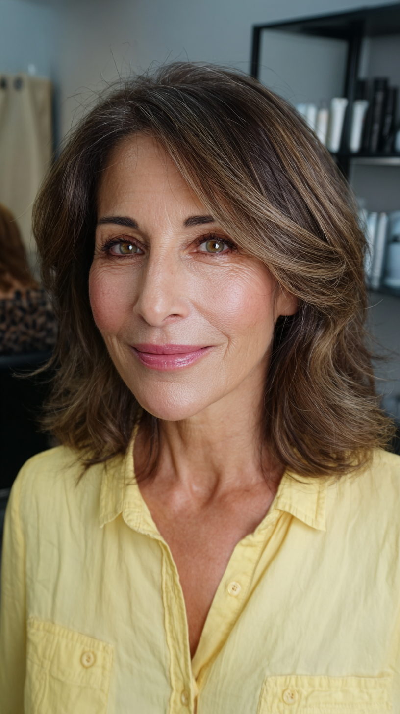 Elegant Wavy Long Bob with Subtle Highlights