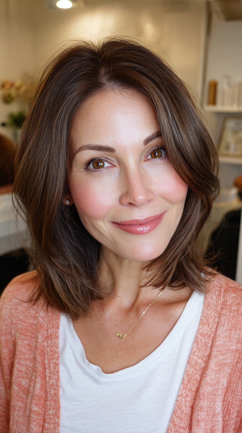 Modern Layered Long Bob with Gentle Waves