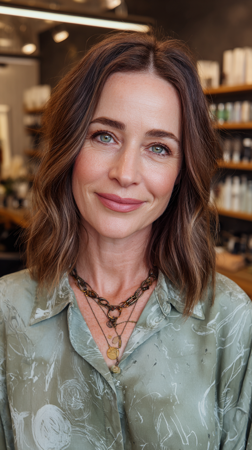 Softly Layered Long Bob with Natural Waves