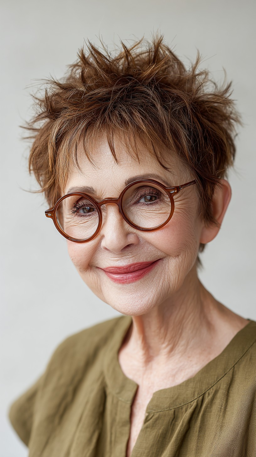 Bold Caramel Spiky Textured Cut for Active Seniors