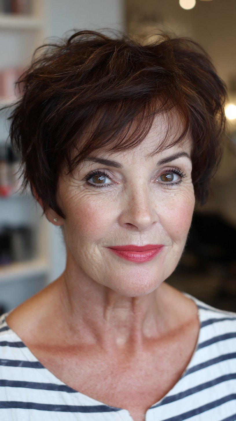 Burnished Auburn Textured Pixie with Natural Flow