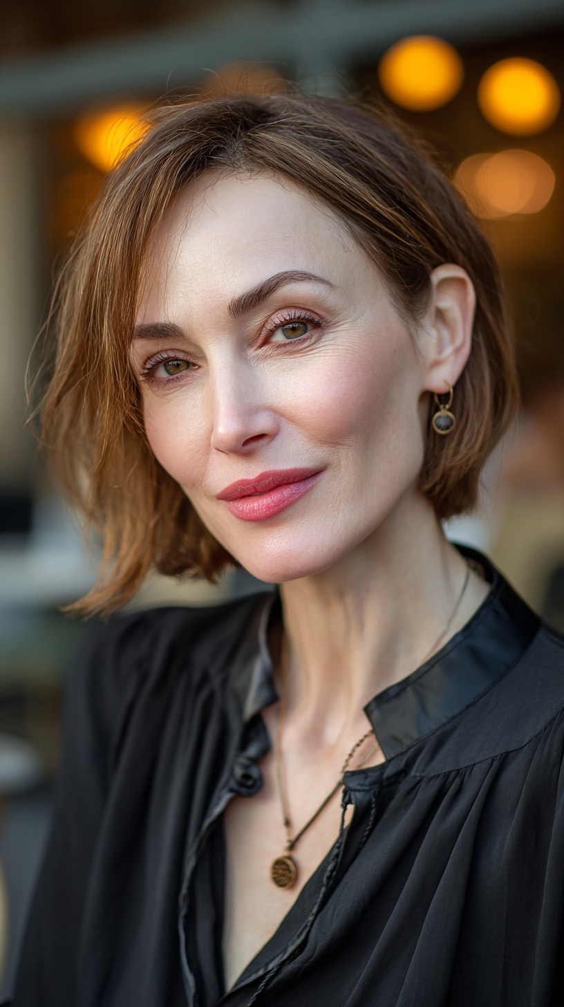 Chic Auburn Bob with Textured Waves