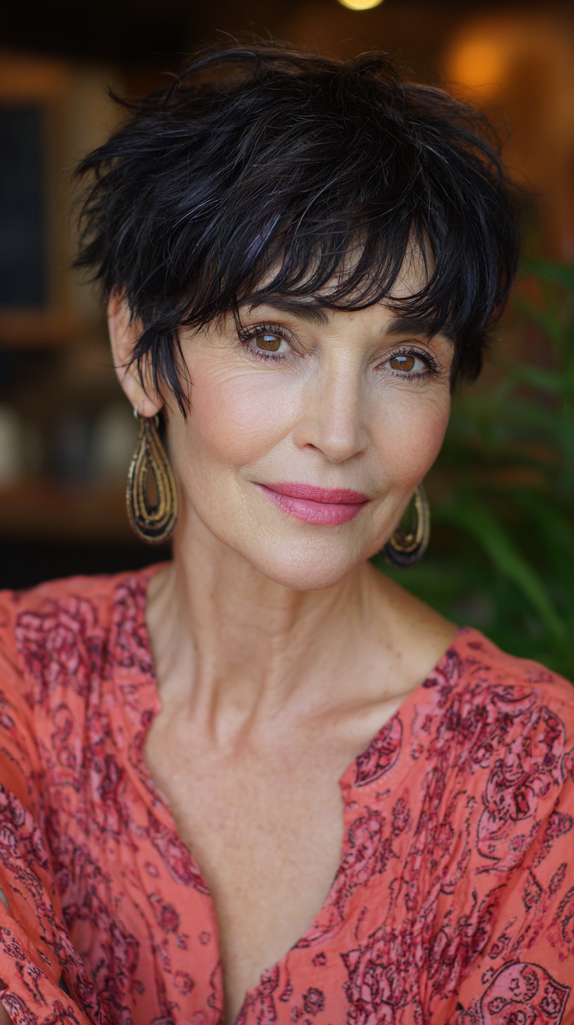 Chic Black Layered Pixie with Natural Texture