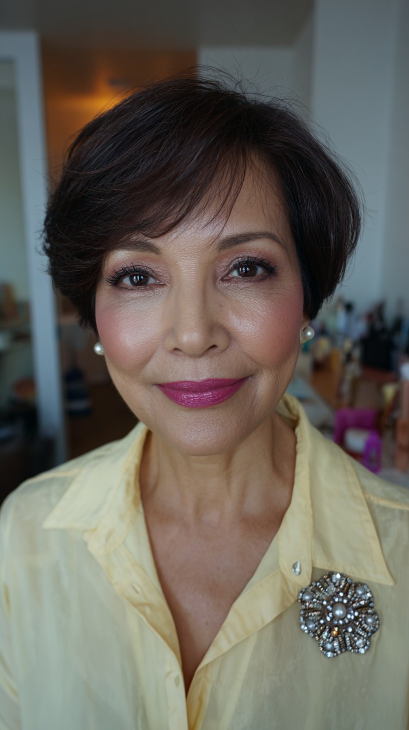 Chic Chestnut Asymmetrical Bob