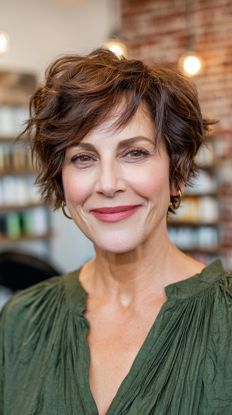 Chic Chestnut Pixie with Soft Layers